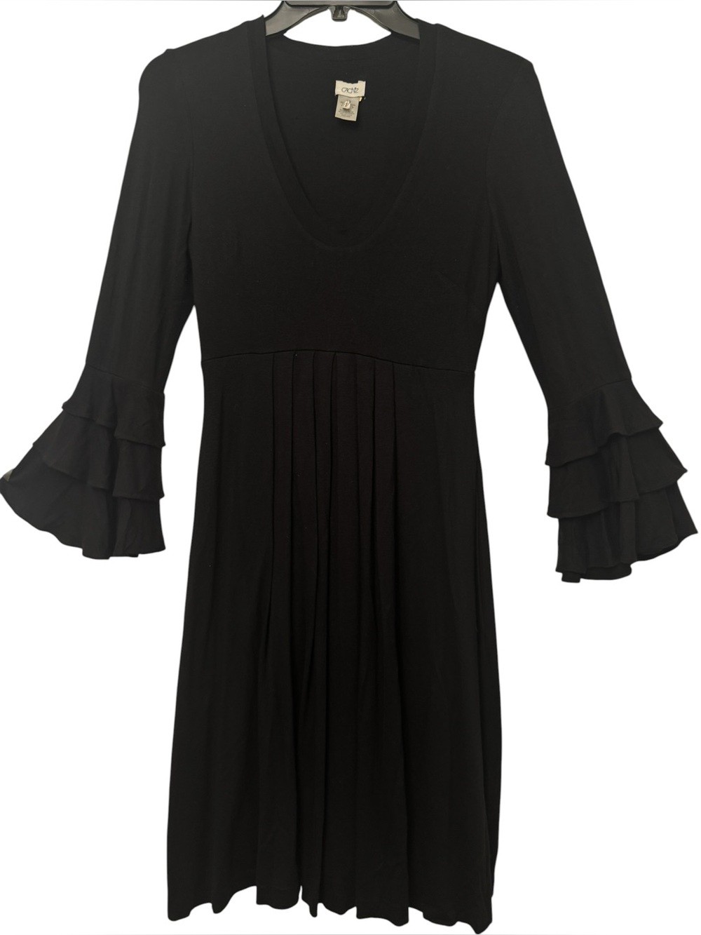 Cache Dress Ruffle Poet Sleeve Black Romanticore Boho Statement Vintage Y2K
